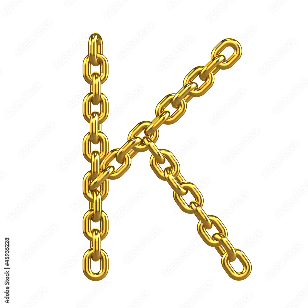 3d Gold Chain Alphabet Font - K