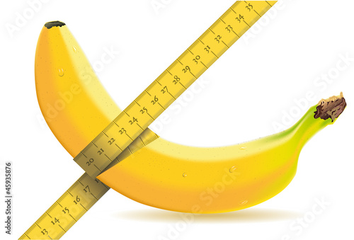 measuring one banana with tape measure