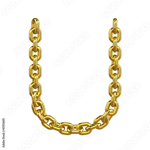 3d Gold Chain Alphabet Font - U