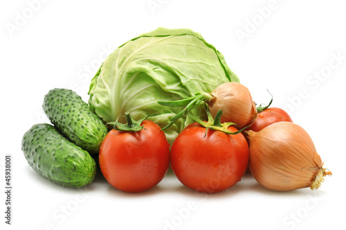 collection vegetables isolated on white background