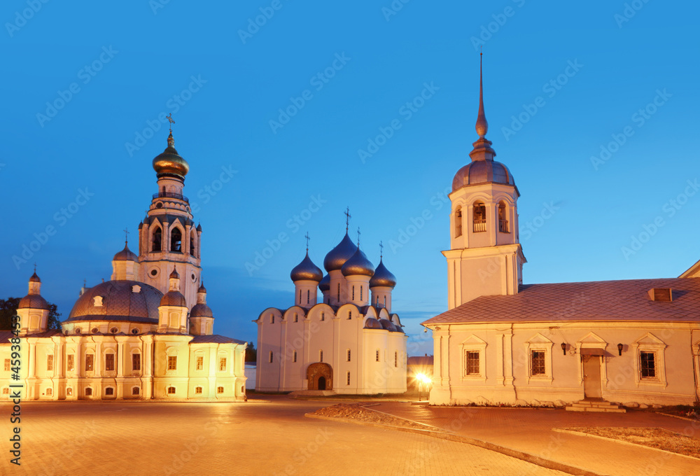 Kremlin square in morning with  Belfry Sophia Cathedral