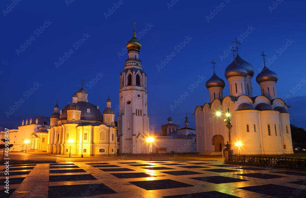 Kremlin square in night with Alexander Nevsky Church