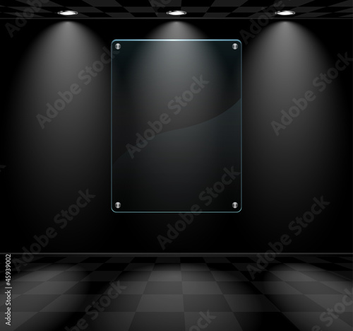 Black room with glass placeholder