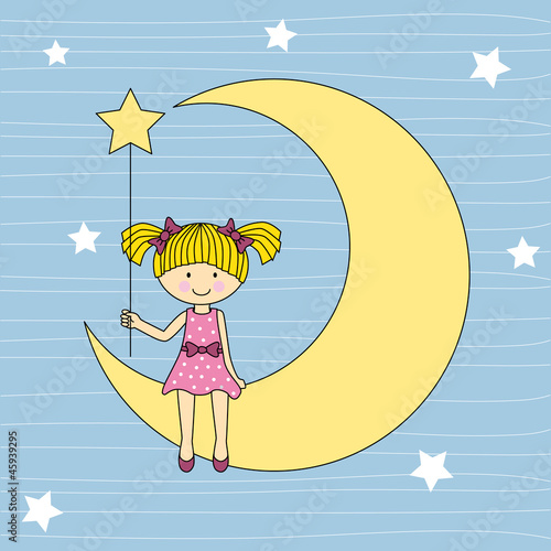 Niña sentada en la luna