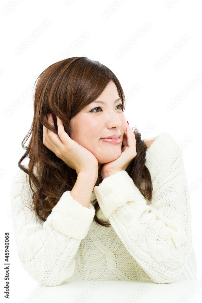 Beautiful young woman on white background. Portrait of asian. Beautiful young woman on white background. Portrait of asian.