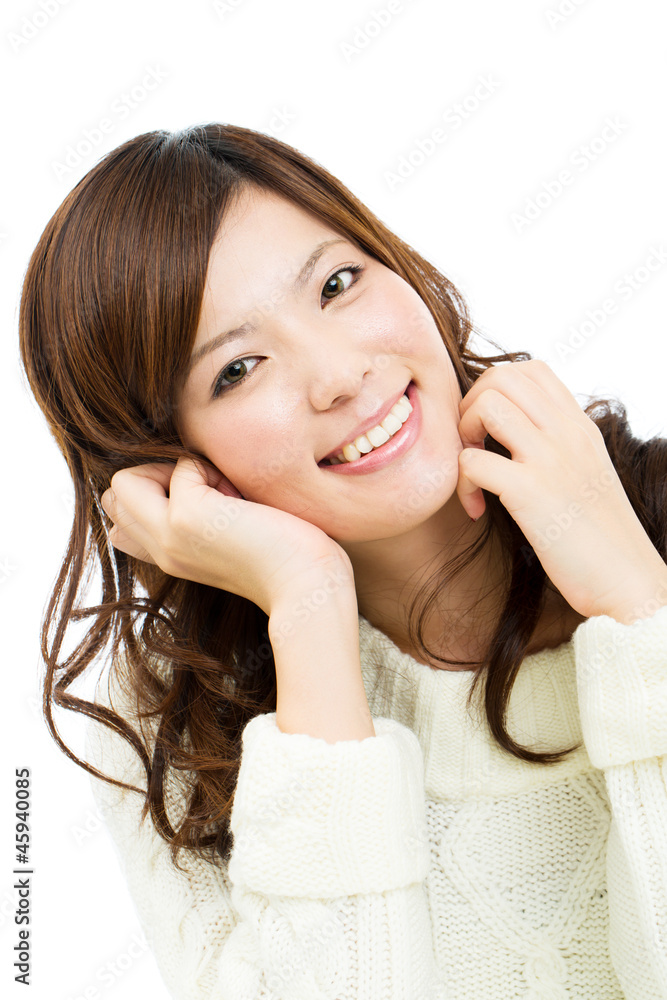 Beautiful young woman on white background. Portrait of asian. Beautiful young woman on white background. Portrait of asian.