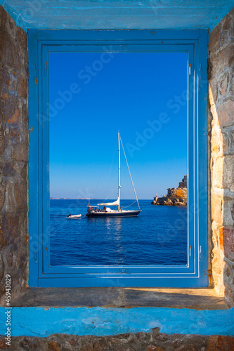 Sailing boat in Greek island