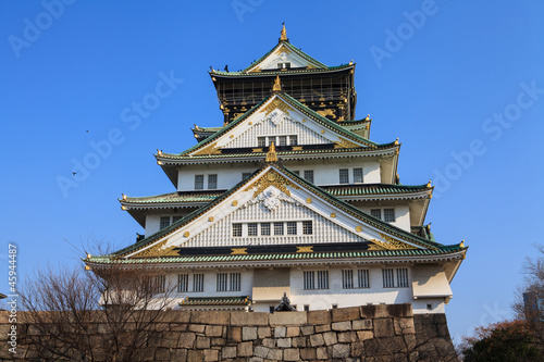 Osaka Castle and blue sky in Osaka, Japan
