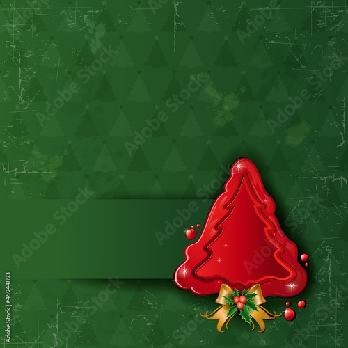 Christmas tree wax green background aged