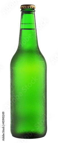 Beer bottle with drops