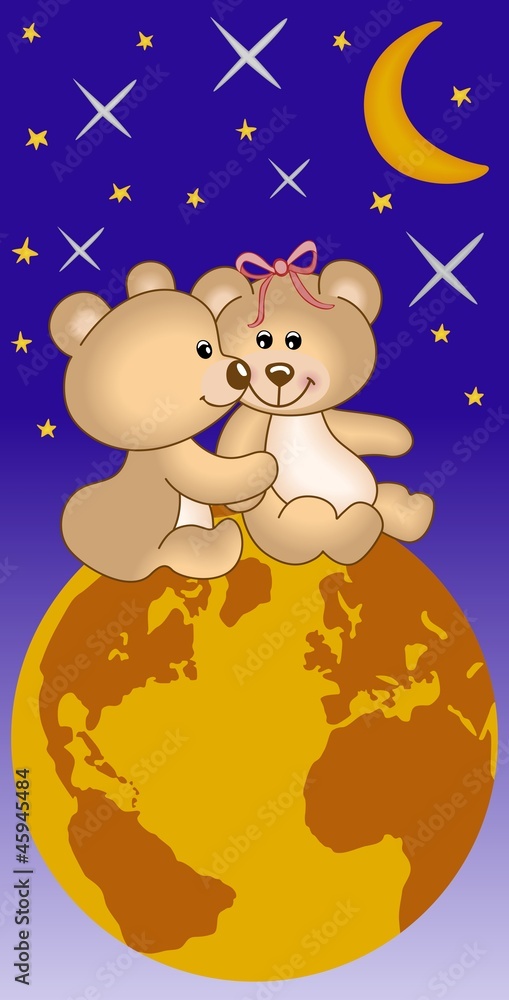 Teddy bears in love under the universe Teddy bears in love under the universe