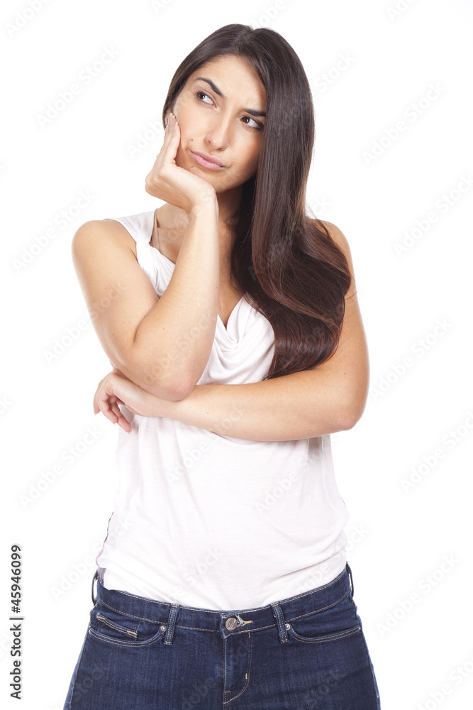 Portrait of beautiful young woman wondering about the copyspace Portrait of beautiful young woman wondering about the copyspace