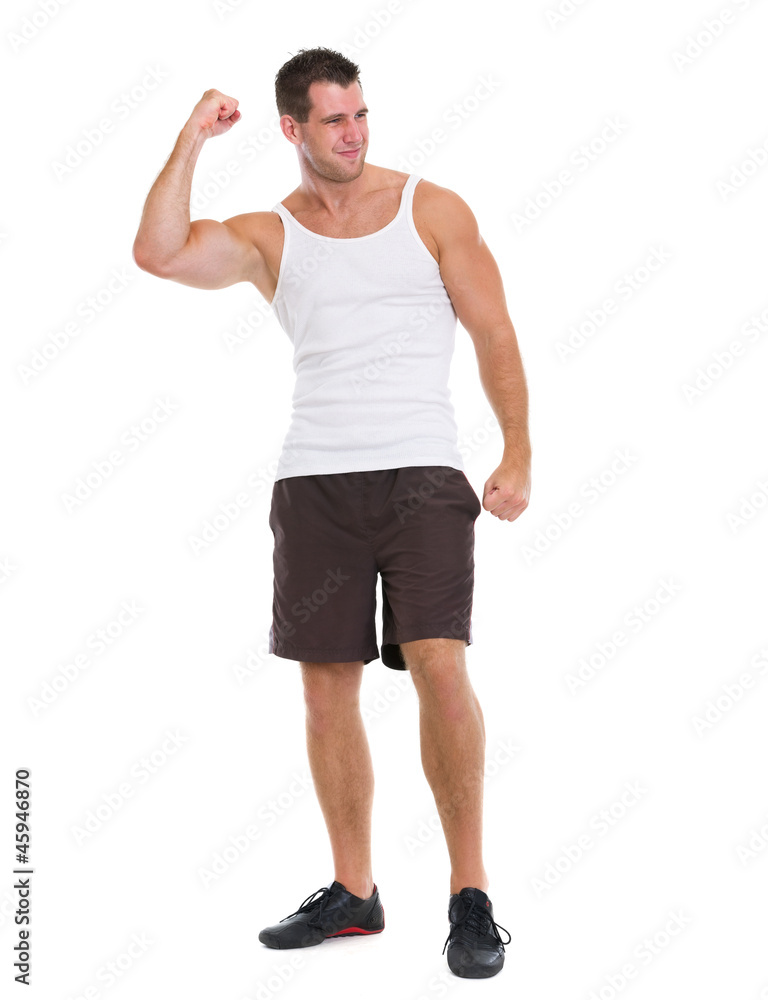 Happy muscular man rejoicing success Happy muscular man rejoicing success