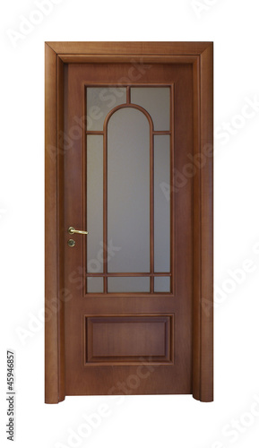 Brown door with a window