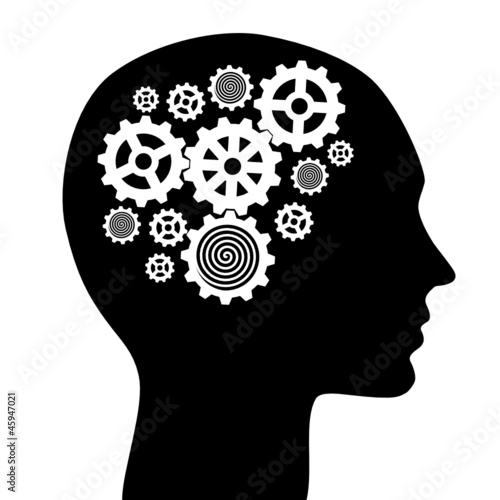 human head with gears vector illustration