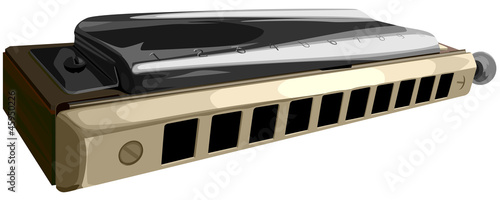 Vector illustration of chromatic harmonica.