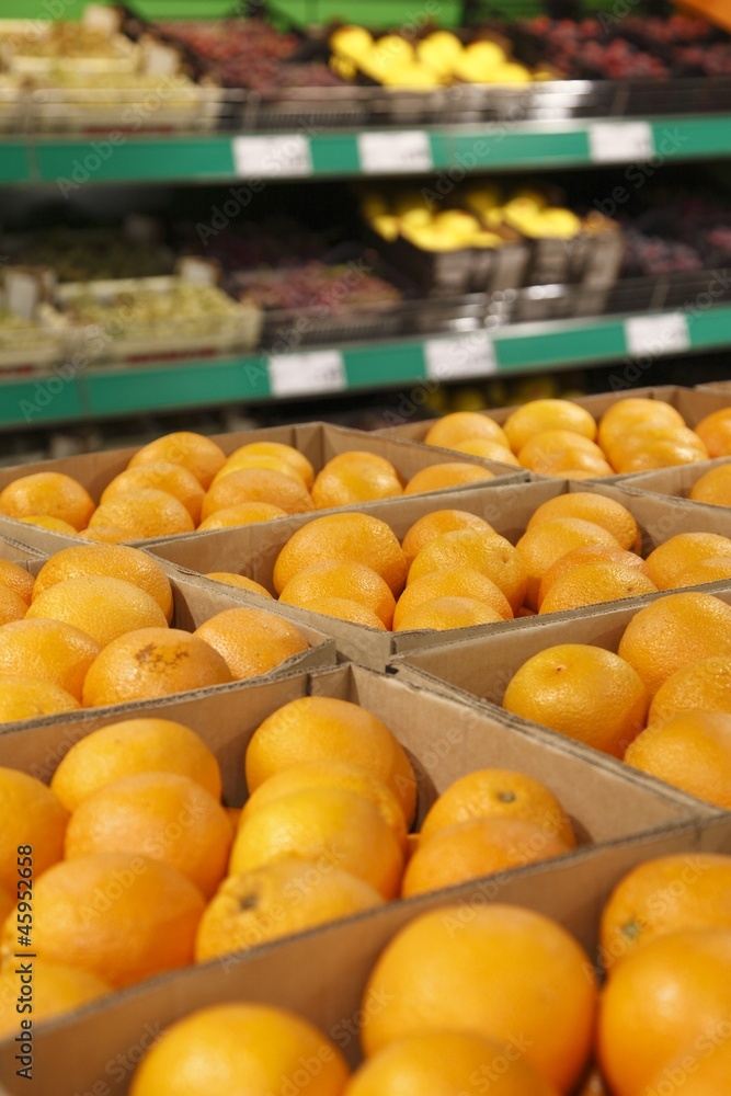 Fresh oranges in the supermarket