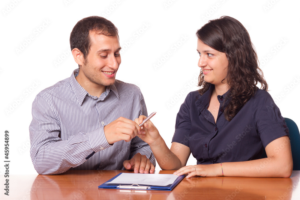 Financial Consultant and Client Signing Financial Consultant and Client Signing