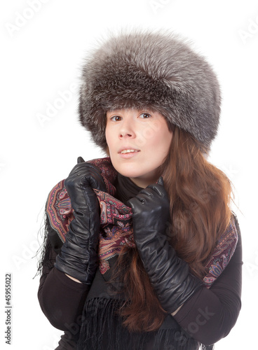 Vivacious woman in winter outfit