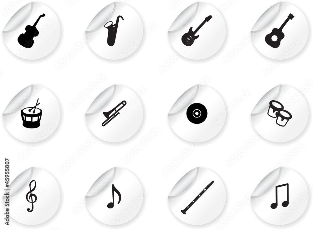 Stickers with musical icons Stickers with musical icons