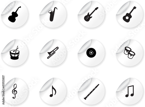 Stickers with musical icons