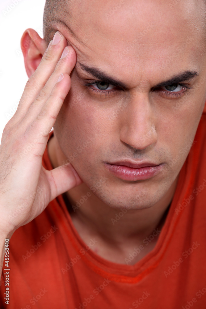 Close-up shot of an angry man