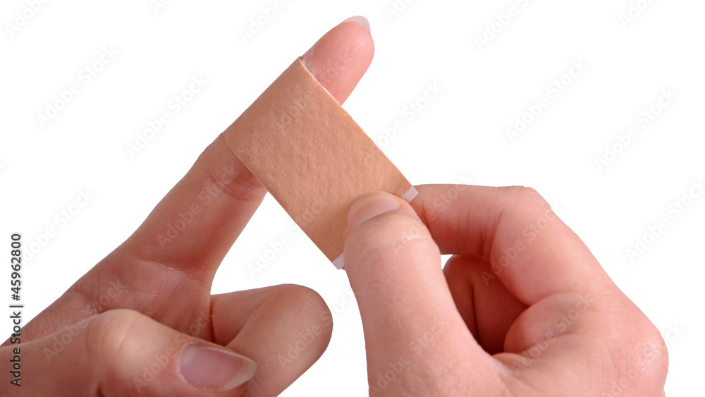 finger mit pflaster Stock Photo