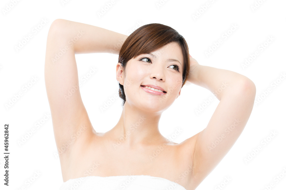 Beautiful young woman on white background. Portrait of asian. Beautiful young woman on white background. Portrait of asian.