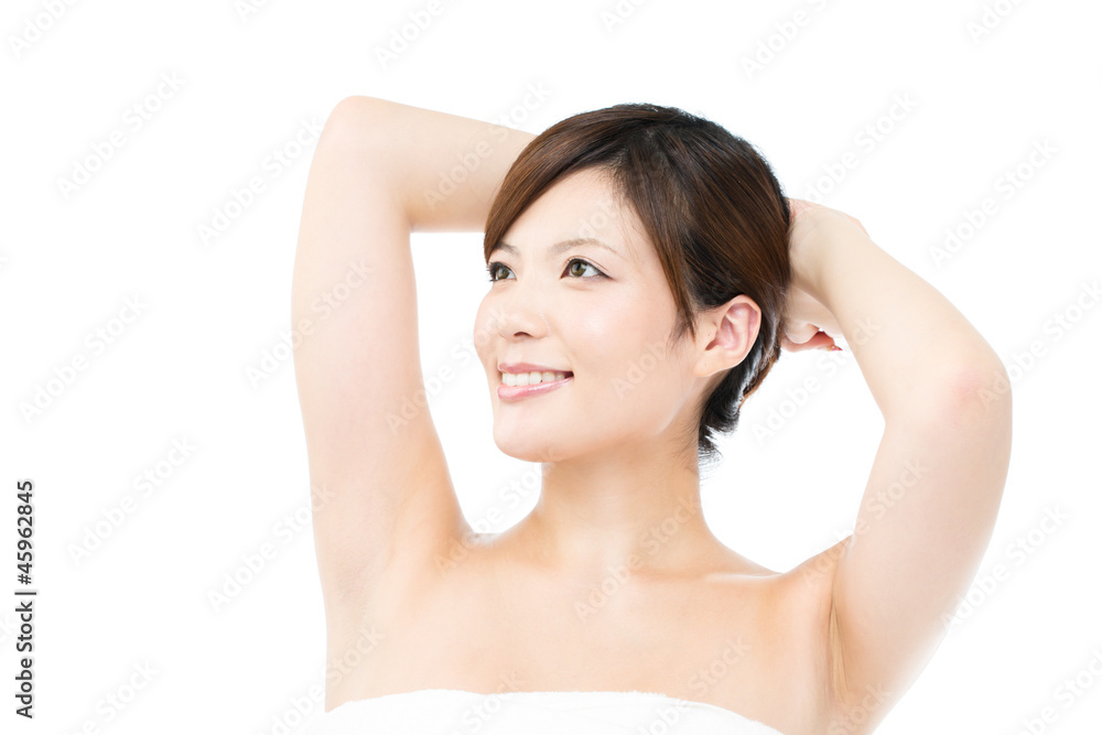 Beautiful young woman on white background. Portrait of asian. Beautiful young woman on white background. Portrait of asian.