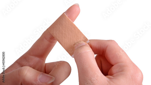 Obraz na płótnie finger mit pflaster w salonie