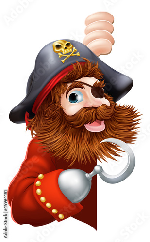 Pirate showing a sign