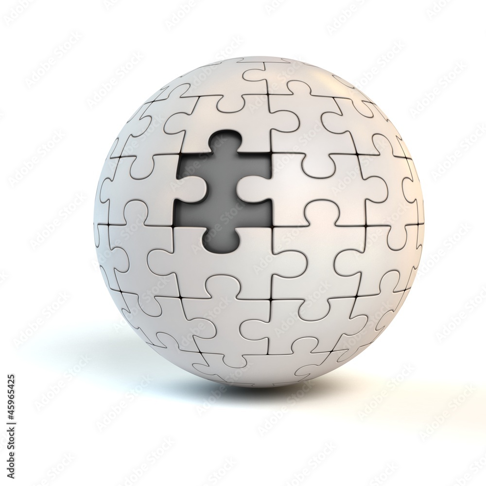 spherical jigsaw with one piece missing spherical jigsaw with one piece missing