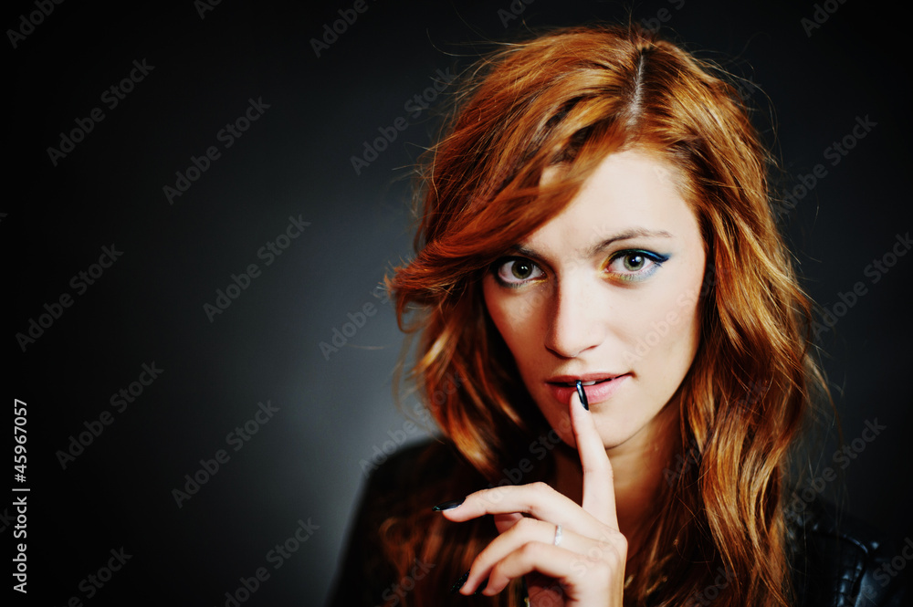 Portrait of woman model with shiny long hair Portrait of woman model with shiny long hair