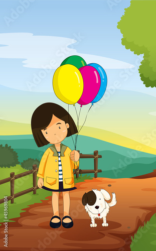 a girl and dog