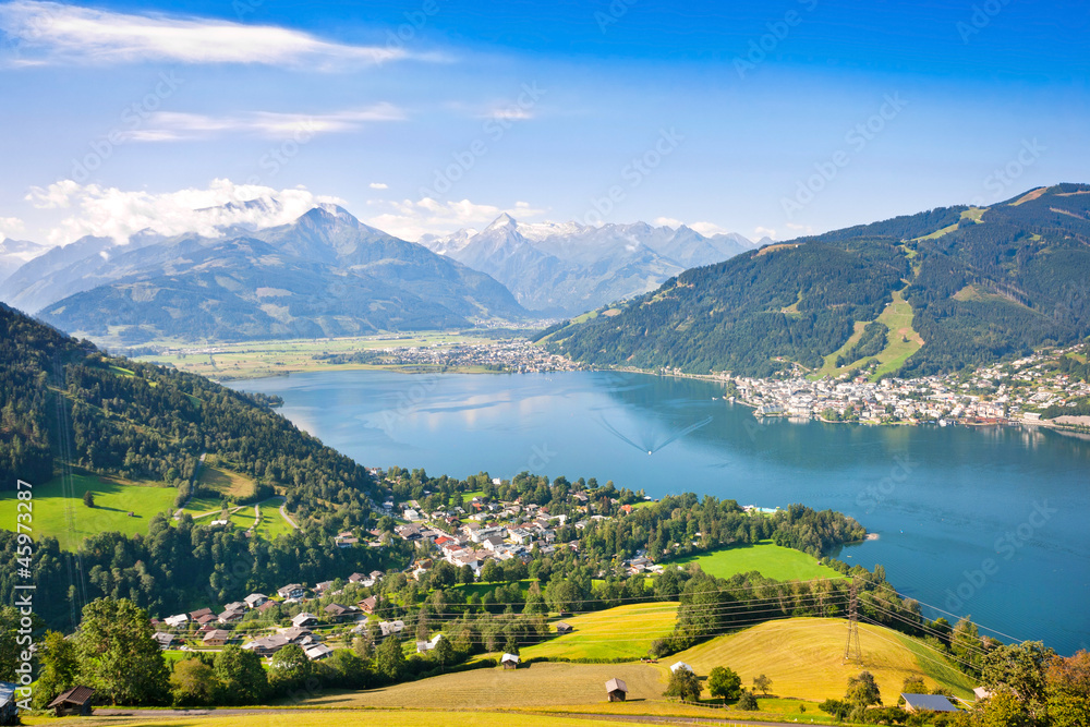 Panoramic view of Zell am See in Salzburg, Austria