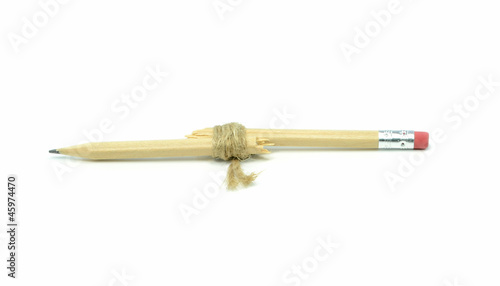 Canvas Print Recycling concept of broken pencil tied with string