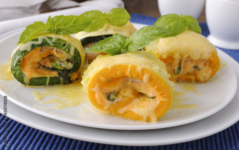 Zucchini rolls stuffed with cheese Zucchini rolls stuffed with cheese