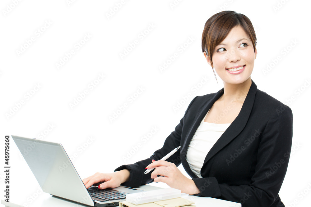 Beautiful businesswoman on white background. Portrait of asian. Beautiful businesswoman on white background. Portrait of asian.