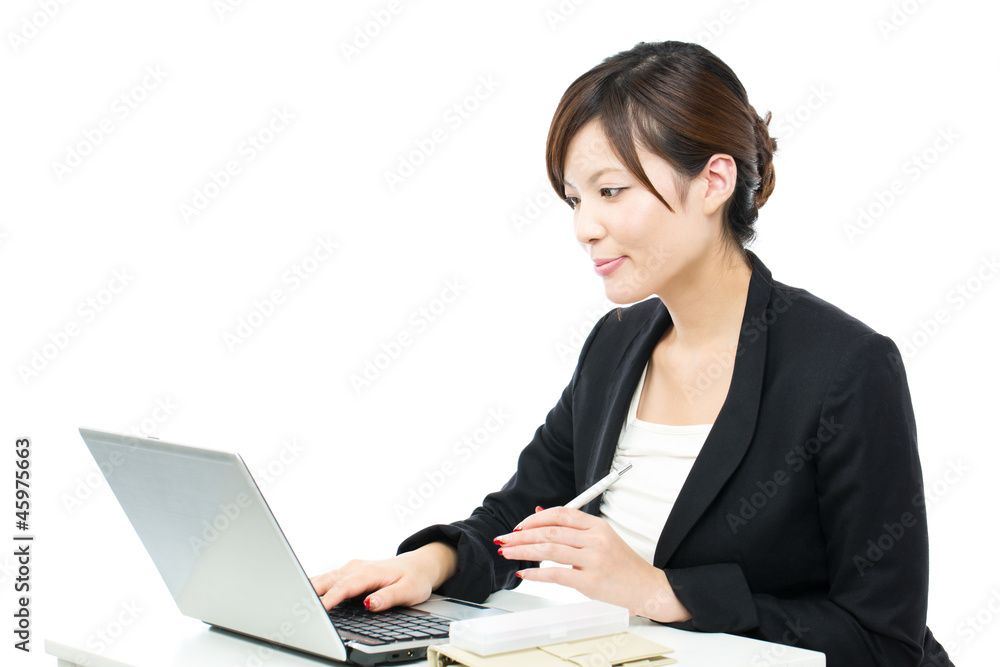 Beautiful businesswoman on white background. Portrait of asian. Beautiful businesswoman on white background. Portrait of asian.