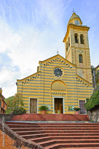 Portofino, San Martino catholic church landmark. Liguria, Italy photo