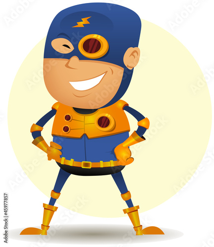 Comic Superhero With Golden...