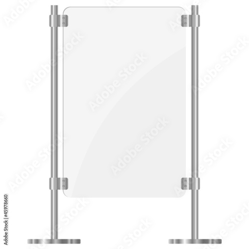 Illustration of a glass screen with metal racks. eps10