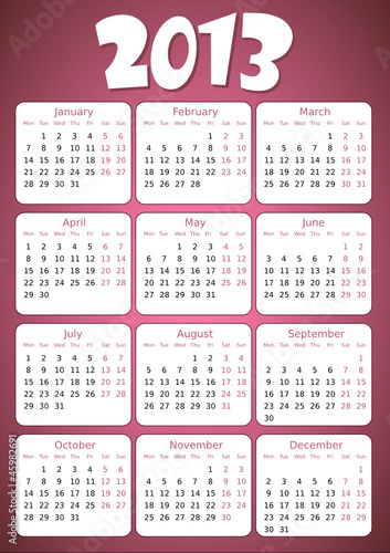 simple editable vector calendar 2013
