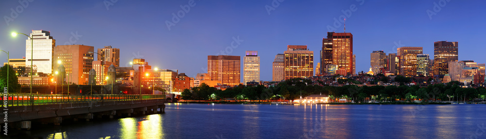 Obraz premium Boston Charles river at night