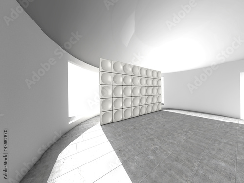 Abstract indoor futuristic indoor with acoustic wall