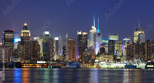 New York City Manhattan midtown skyline at dusk