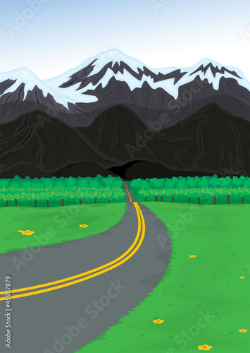 mountain and road
