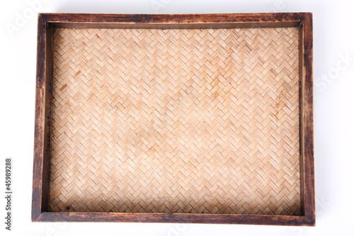 wooden tray on white background isolated