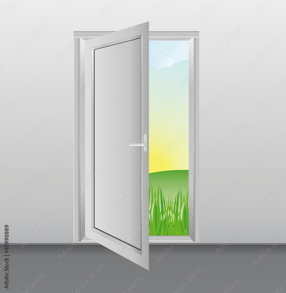 white door and landscape white door and landscape