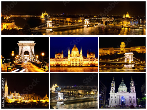 Photography Card with views of night Budapest